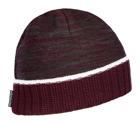 ORTOVOX Half Rib Beanie Dunkler Wein