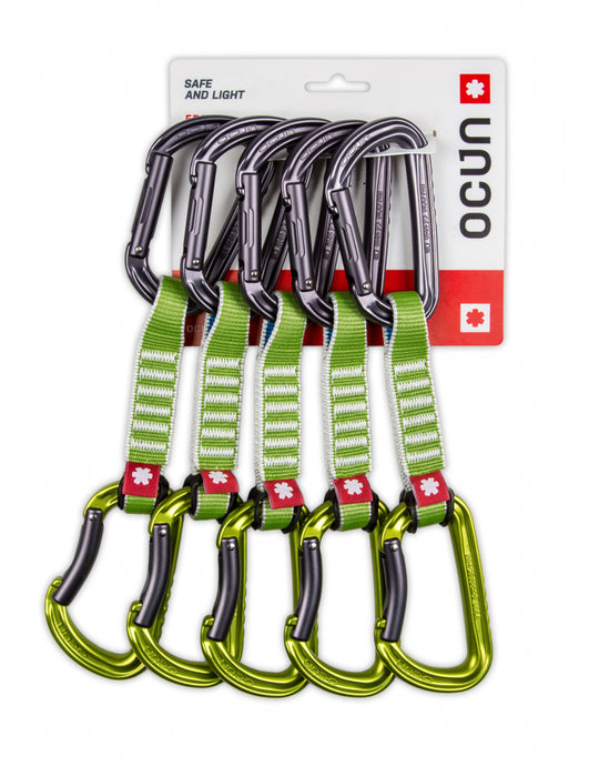 Express-Set Ocún Falcon QD Zoom PA 15/22mm 12cm 5er-Pack grün