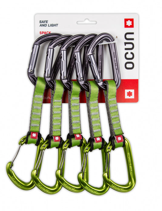 Express-Set Ocún Hawk QD Kombi PA 16mm 10cm - 5er Pack grün