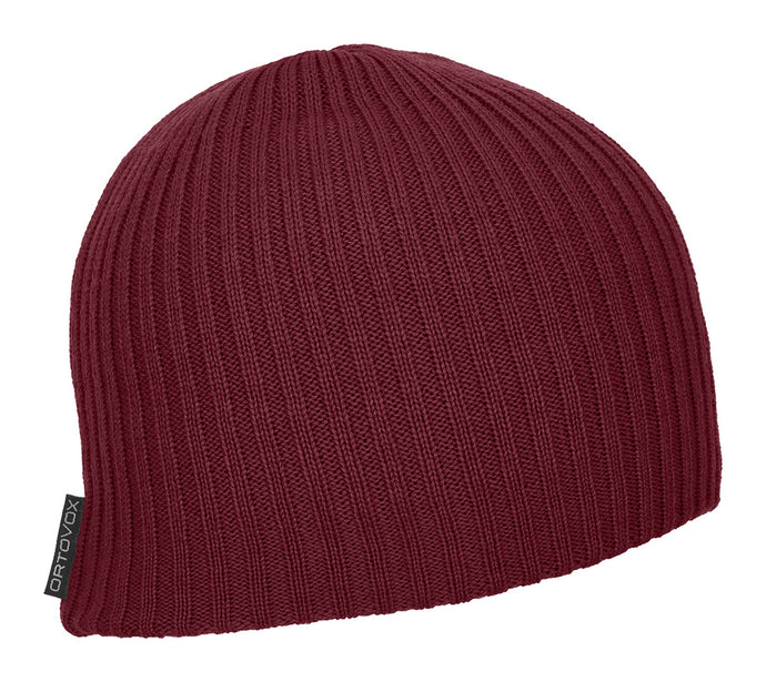 Mütze ORTOVOX Double Rib Logo Beanie Dunkles Blut