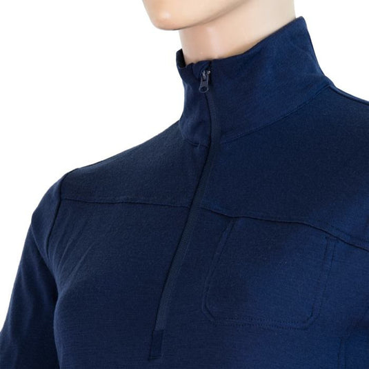 Damen T-Shirt SENSOR Merino Extreme lang Ärmelreißverschluss dunkel Blau