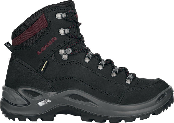 Damenstiefel LOWA Renegade GTX Mid Black / Burgundy