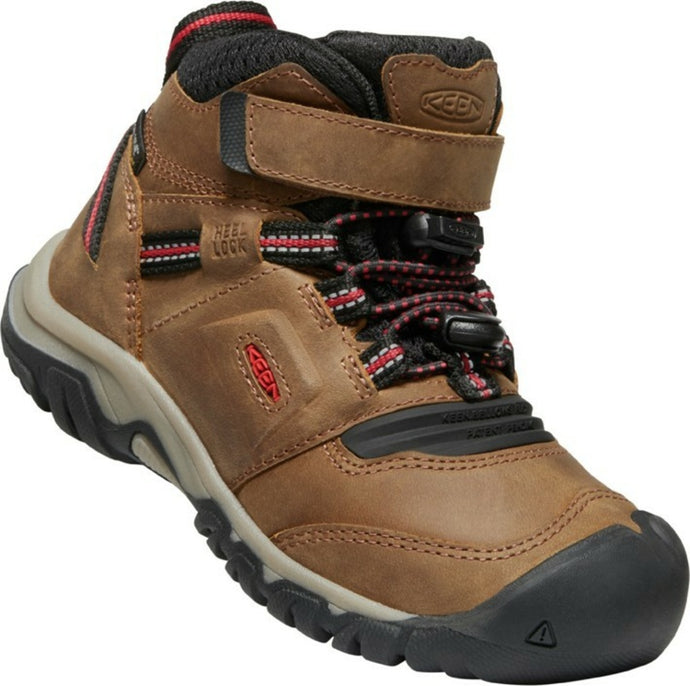 Kinderschuhe KEEN Ridge Flex Mid WP Kinder Bison/Roter Teppich EU