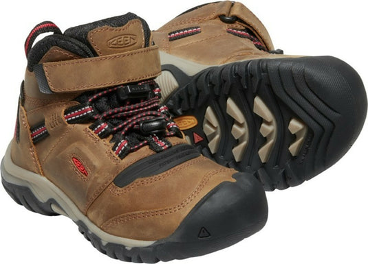 Kinderschuhe KEEN Ridge Flex Mid WP Kinder Bison/Roter Teppich EU