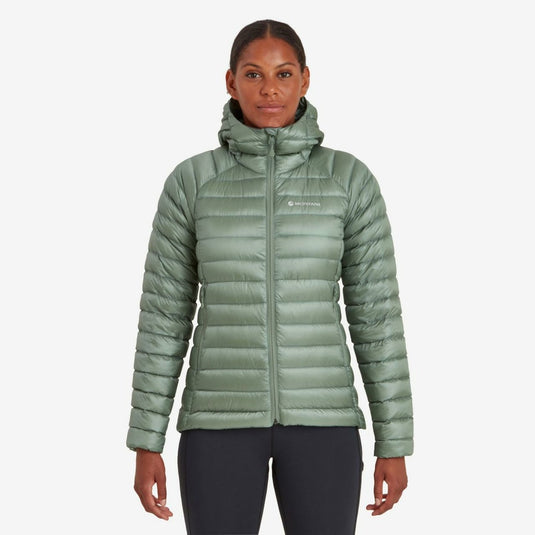 Damen-Daunenjacke Montane Anti-Freeze Hoodie blasser Salbei