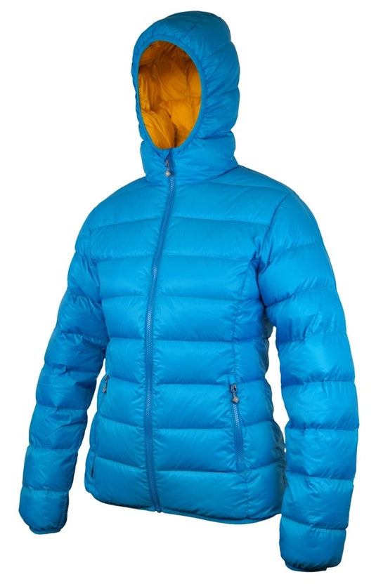 Damen-Daunenjacke Warmpeace Tacoma Lady Ocean/nugget gold