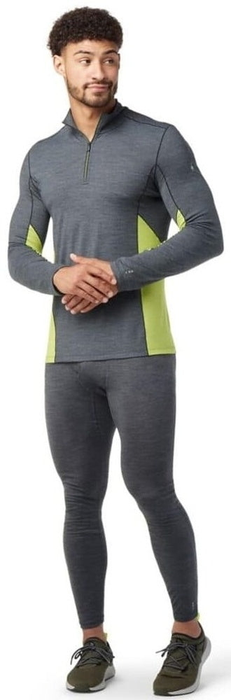 Laden Sie das Bild in Galerie -Viewer, Outdoor-Langarmshirt für Herren Smartwool M Merino Sport Langarmshirt mit 1/4-Reißverschluss Anthrazit meliert-dunkles Zitronengelb
