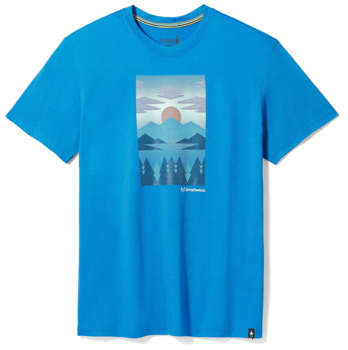 Herren-T-Shirt Smartwool Chasing Mountains Graphic Short Sleeve Tee Laguna blau