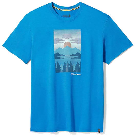 Herren-T-Shirt Smartwool Chasing Mountains Graphic Short Sleeve Tee Laguna blau