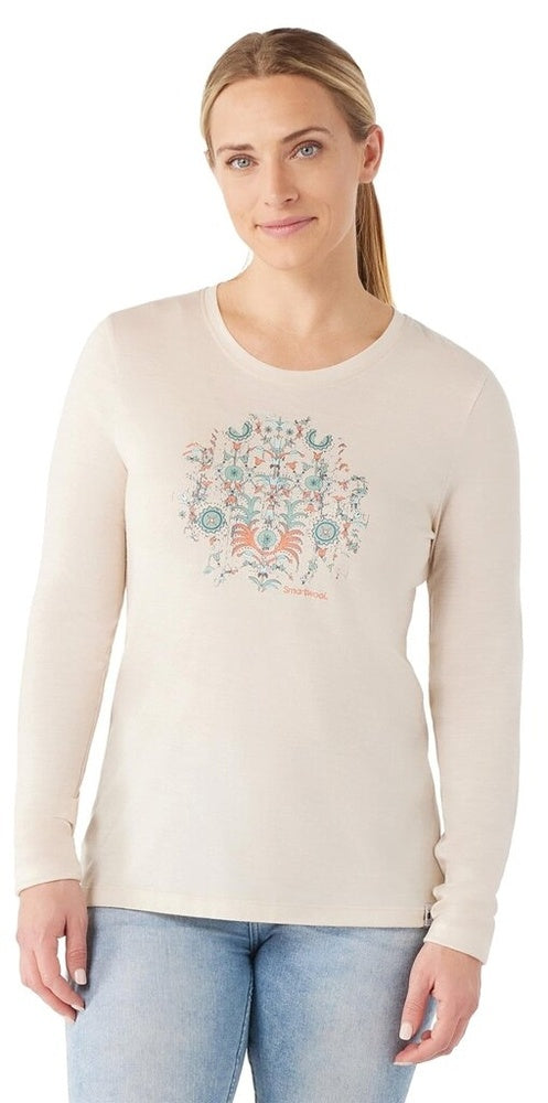 Laden Sie das Bild in Galerie -Viewer, Damen Smartwool W Floral Tundra Graphic Langarm-T-Shirt Mandel meliert
