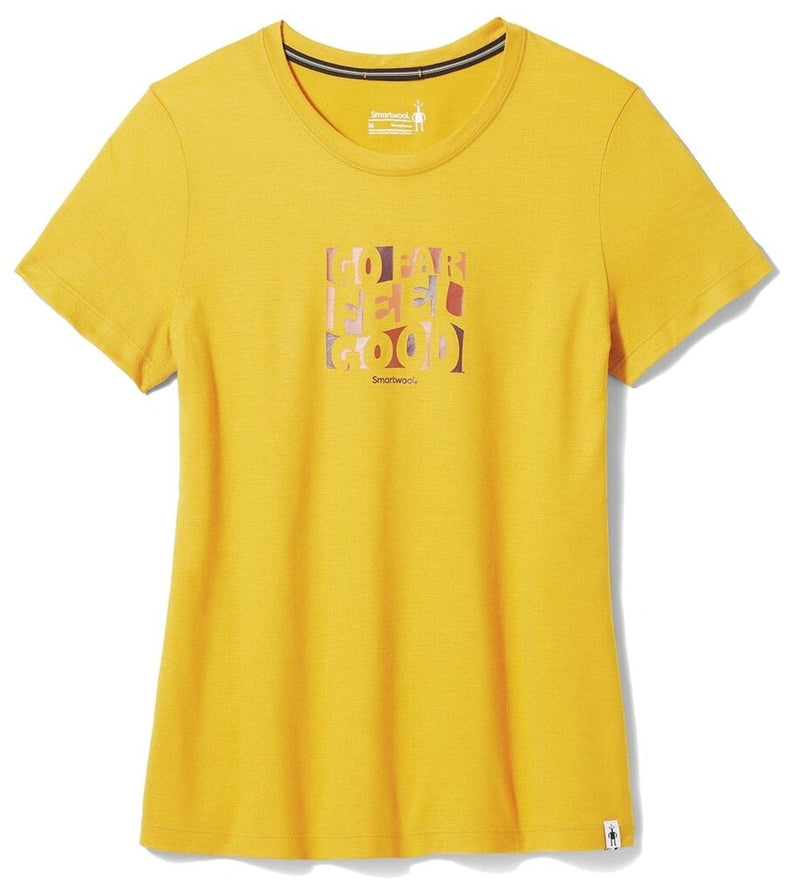 Laden Sie das Bild in Galerie -Viewer, Damen-T-Shirt Smartwool W Sweet Trip Graphic Short Sleeve Tee Honey Gold
