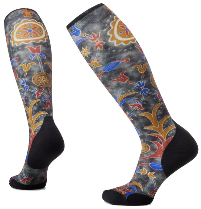 Damen-Ski-Kniestrümpfe SmartWool W Ski TC Royal Floral Print schwarz