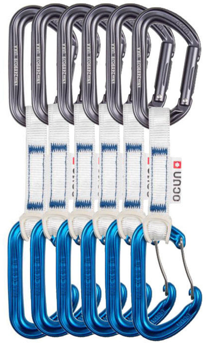 Express-Set Ocún Hawk QD Combi Bio-Dyn-Ring 15mm 10cm 6er-Pack blau