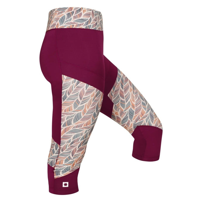 Damen Kletterleggings Ocún Rhea 3/4 Leggings Wein Rhododendron