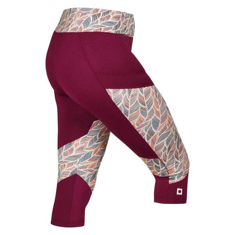 Laden Sie das Bild in Galerie -Viewer, Damen Kletterleggings Ocún Rhea 3/4 Leggings Wein Rhododendron
