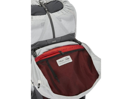 Ultraleichter Rucksack RAB Muon 50L Zinn/Graphen