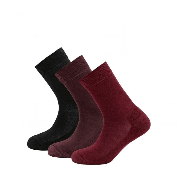 Damen-Wollsocken-Set Devold Daily Merino Medium 3er-Pack WMN Beetroot 36-40