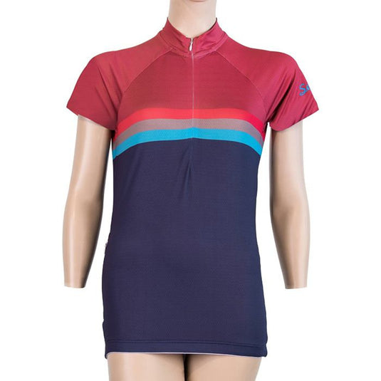 Damen-Radtrikot SENSOR Cycling Summer Stripe cr. Ärmel blau/lila