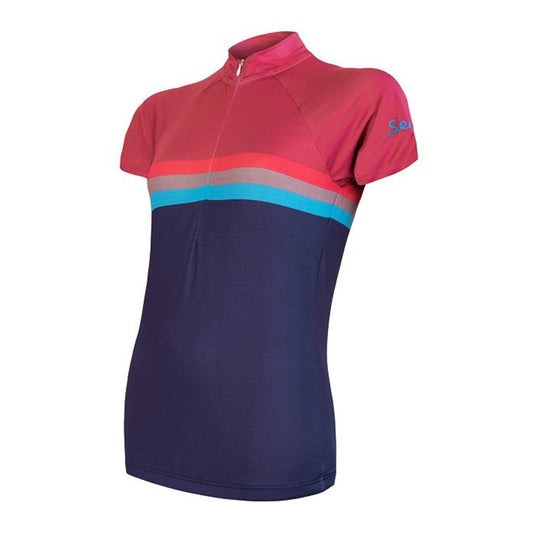 Damen-Radtrikot SENSOR Cycling Summer Stripe cr. Ärmel blau/lila